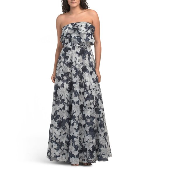 SACHIN + BABI BLUE FLORAL Frivolla Gown